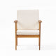 3pc Set with 2 Club Chairs, Coffee Table, Acacia Wood, Cream
