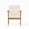 3pc Set with 2 Club Chairs, Coffee Table, Acacia Wood, Cream