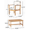 3pc Set with 2 Club Chairs, Coffee Table, Acacia Wood, Cream