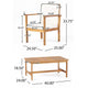 3pc Set with 2 Club Chairs, Coffee Table, Acacia Wood, Cream