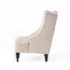 Club Chair, Birch Wood, High Wingback Tufted Beige Fabric