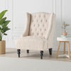 Club Chair High Wingback Birch Wood Legs Beige Button Tufted Fabric BM323657