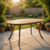 Outdoor Dining Table, 70" Slatted Top, Teak Acacia Wood