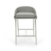 Yoko Counter Stool Chair, Curved Back, Chrome, Gray Fabric