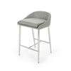 Yoko Counter Stool Chair, Curved Back, Chrome, Gray Fabric