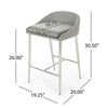 Yoko Counter Stool Chair, Curved Back, Chrome, Gray Fabric