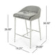 Yoko Counter Stool Chair, Curved Back, Chrome, Gray Fabric