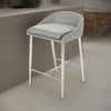 Yoko Counter Stool Chair, Curved Back, Chrome, Gray Fabric