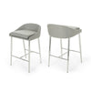 Yoko Counter Stool Chair, Curved Back, Chrome, Gray Fabric