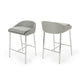 Yoko Counter Stool Chair, Curved Back, Chrome, Gray Fabric