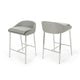 Yoko Set of 2 Counter Stool Chairs Curved Back Chrome Iron Legs Gray Fabric BM323659
