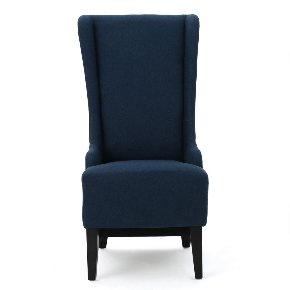 Becca Dining Chair, High Wingback Birch Wood, Navy Blue