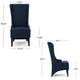 Becca Dining Chair, High Wingback Birch Wood, Navy Blue