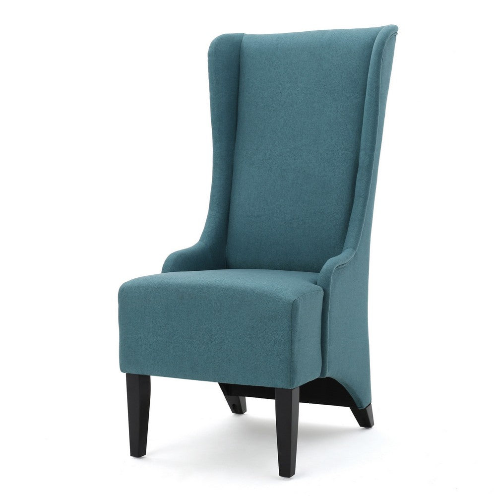 Becca Dining Chair, High Wingback Birch Wood, Teal Fabric