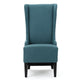 Becca Dining Chair, High Wingback Birch Wood, Teal Fabric