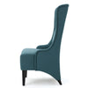 Becca Dining Chair, High Wingback Birch Wood, Teal Fabric