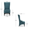 Becca Dining Chair, High Wingback Birch Wood, Teal Fabric