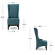 Becca Dining Chair, High Wingback Birch Wood, Teal Fabric
