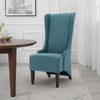 Becca Dining Chair, High Wingback Dark Brown Birch Wood, Teal Fabric