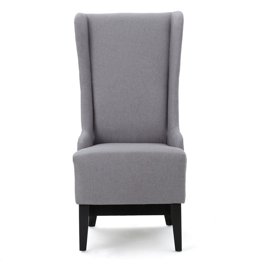 Becca Dining Chair, High Wingback Birch Wood, Light Gray