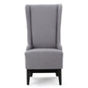 Becca Dining Chair, High Wingback Birch Wood, Light Gray