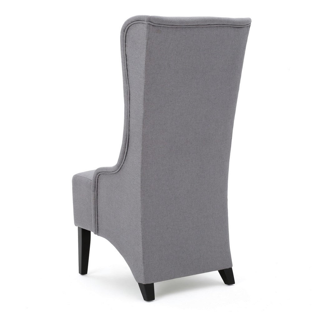 Becca Dining Chair, High Wingback Birch Wood, Light Gray