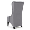 Becca Dining Chair High Wingback Brown Birch Wood Light Gray Fabric BM323668