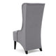 Becca Dining Chair High Wingback Brown Birch Wood Light Gray Fabric BM323668