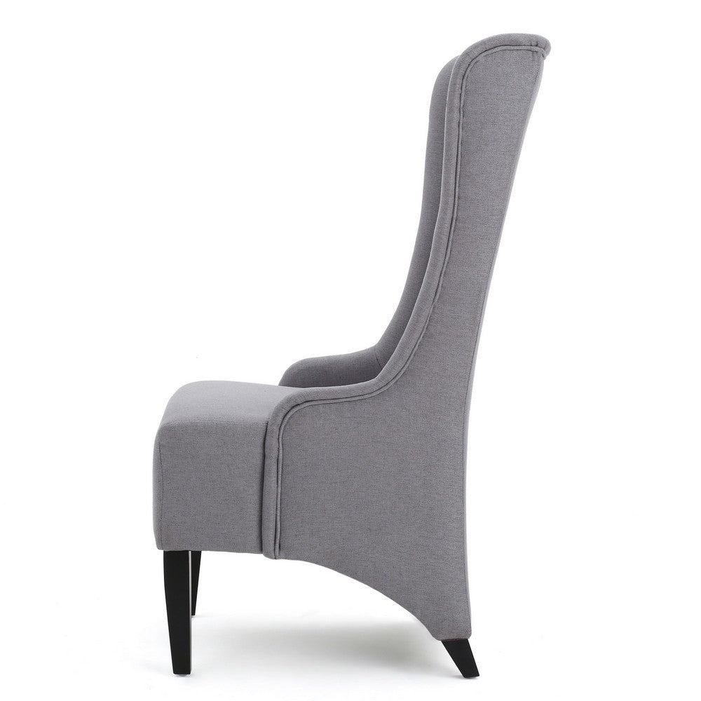 Becca Dining Chair, High Wingback Birch Wood, Light Gray
