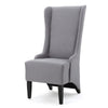 Becca Dining Chair, High Wingback Birch Wood, Light Gray