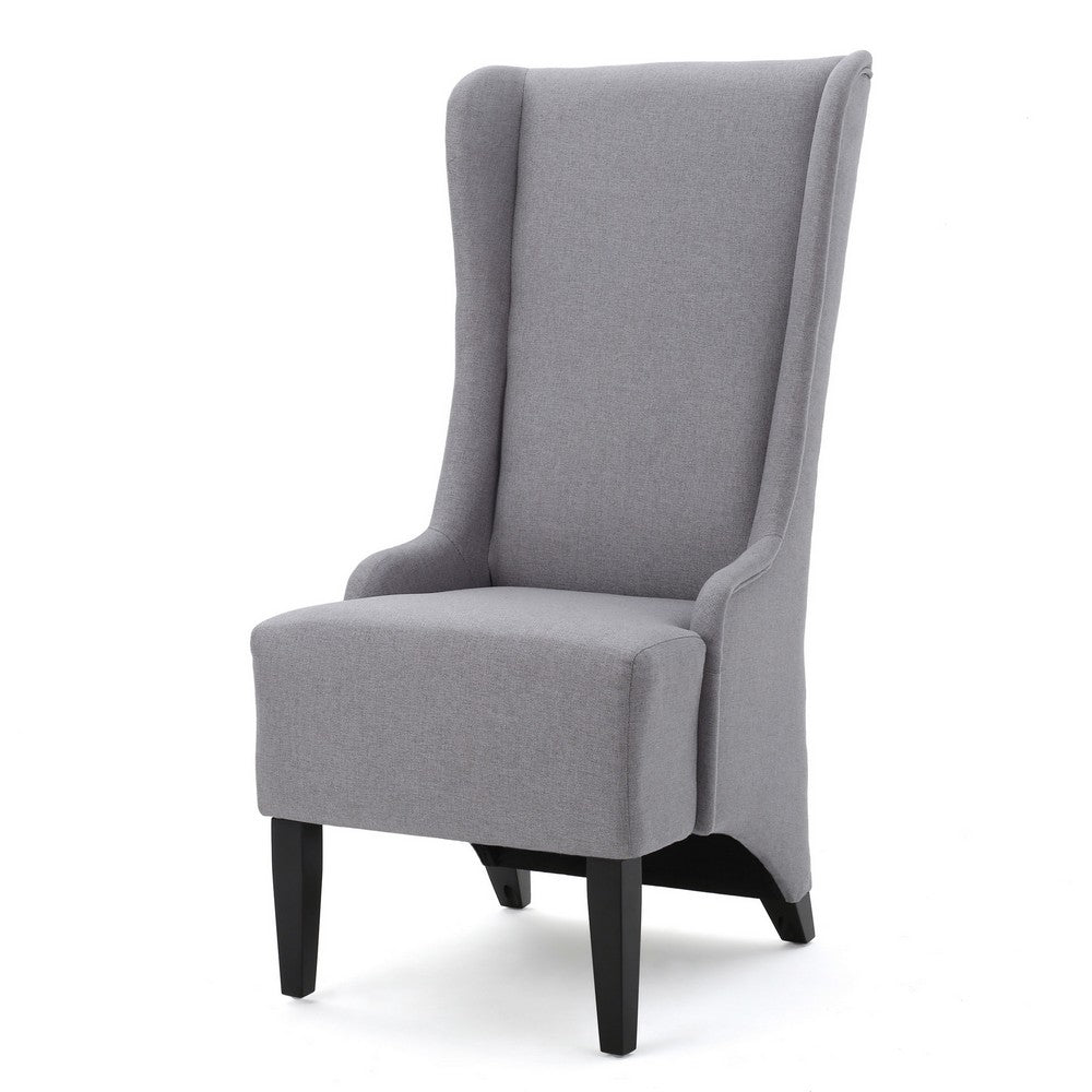 Becca Dining Chair, High Wingback Birch Wood, Light Gray