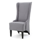 Becca Dining Chair, High Wingback Birch Wood, Light Gray