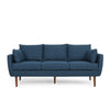 Nate Sofa, 2 Accent Pillow, 77" Birch Wood, Navy Blue Fabric