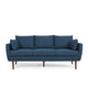 Nate Sofa, 2 Accent Pillow, 77" Birch Wood, Navy Blue Fabric