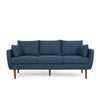 Nate Sofa with 2 Accent Pillows 77 Inch Birch Wood Navy Blue Fabric