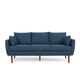 Nate Sofa with 2 Accent Pillows 77 Inch Birch Wood Navy Blue Fabric