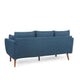 Nate Sofa with 2 Accent Pillows 77 Inch Birch Wood Navy Blue Fabric