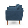 Nate Sofa with 2 Accent Pillows 77 Inch Birch Wood Navy Blue Fabric