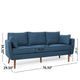 Nate Sofa, 2 Accent Pillow, 77" Birch Wood, Navy Blue Fabric
