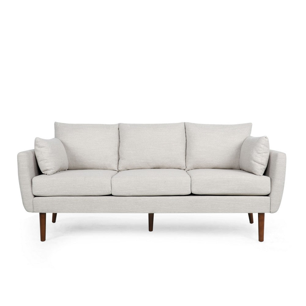 Nate Sofa, 2 Accent Pillows, 77" Birch Wood, Beige Fabric