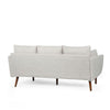 Nate Sofa, 2 Accent Pillows, 77" Birch Wood, Beige Fabric