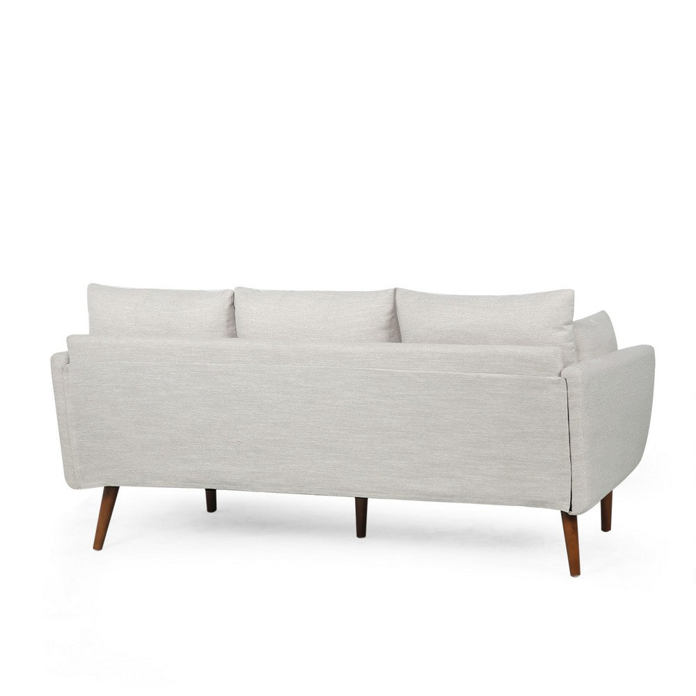 Nate Sofa, 2 Accent Pillows, 77" Birch Wood, Beige Fabric