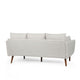 Nate Sofa, 2 Accent Pillows, 77" Birch Wood, Beige Fabric