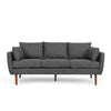 Nate Sofa with 2 Accent Pillows 77 Inch Birch Wood Charcoal Gray