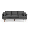 Nate Sofa, 2 Accent Pillows, 77" Birch Wood, Charcoal Gray