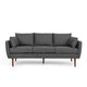 Nate Sofa, 2 Accent Pillows, 77" Birch Wood, Charcoal Gray