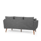 Nate Sofa with 2 Accent Pillows 77 Inch Birch Wood Charcoal Gray