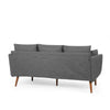 Nate Sofa, 2 Accent Pillows, 77" Birch Wood, Charcoal Gray