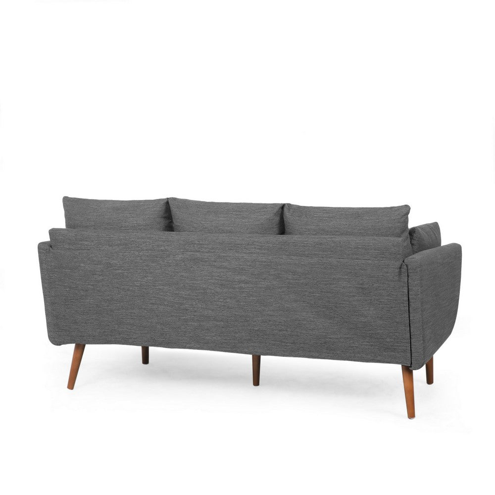 Nate Sofa, 2 Accent Pillows, 77" Birch Wood, Charcoal Gray