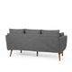 Nate Sofa, 2 Accent Pillows, 77" Birch Wood, Charcoal Gray